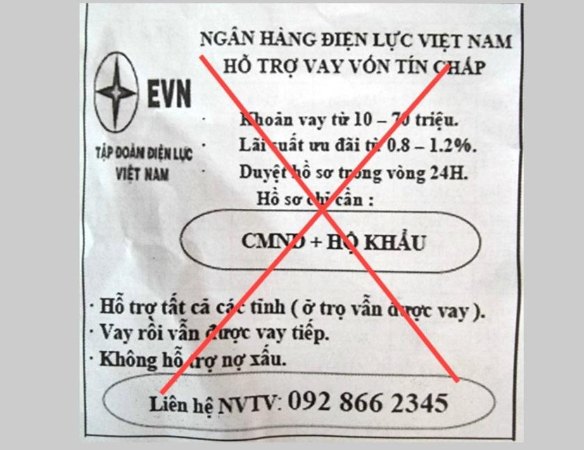 Giả mạo EVN để cho vay tín chấp