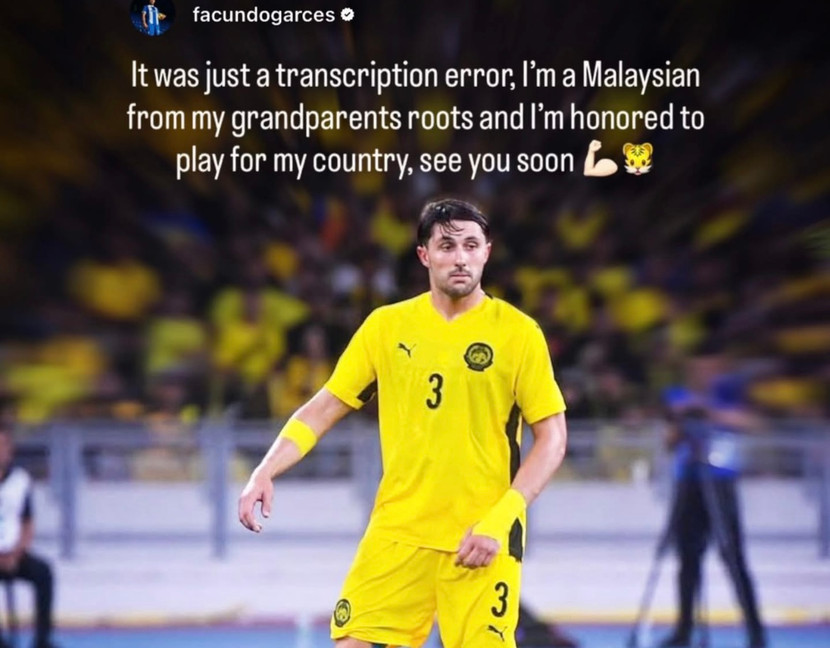 Facundo Garces vội vã lên tiếng đính chính nguồn gốc Malaysia của mình, đổ cho "lỗi đánh máy"