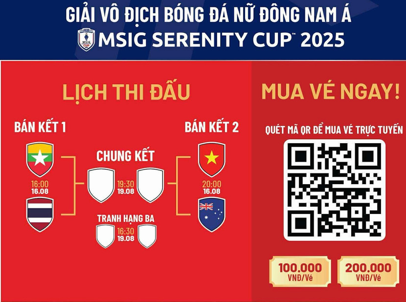 Vòng bán kết AFF Cup nữ 2025 với hai cặp đấu hấp dẫn