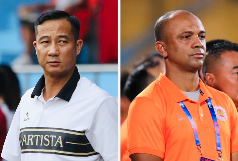 HLV Lê Quốc Vượng (CLB Hòa Bình cũ, bên trái) thay HLV Flavio Cruz (CLB Gia Định cũ) làm HLV trưởng CLB Xuân Thiện Phú Thọ sau chuyển giao suất chơi, sáp nhập lực lượng và đổi tên