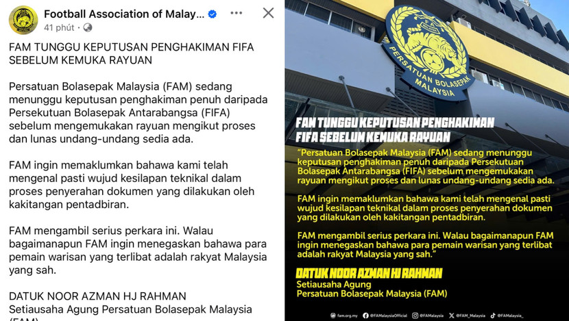 FAM thông báo phát hiện sai sót ở khâu hành chính, đã báo cáo để xin FIFA xét lại án phạt