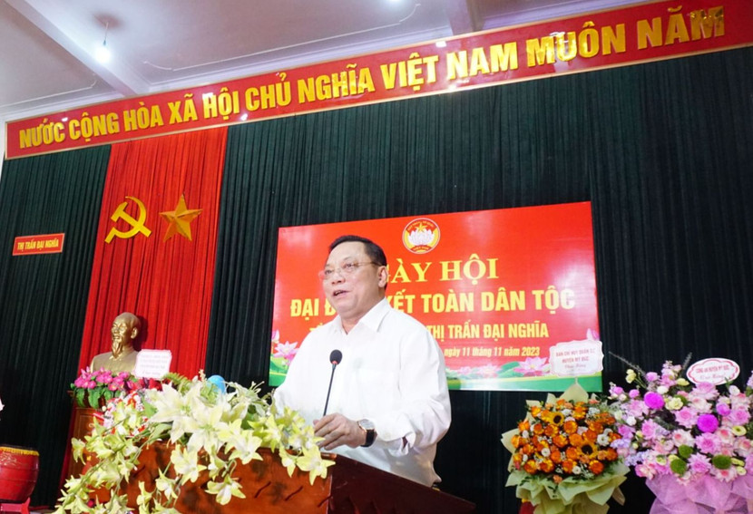 Trung tướng Nguyễn Hải Trung - Ủy viên Ban Thường vụ Thành ủy, Bí thư Đảng ủy, Giám đốc CATP Hà Nội phát biểu tại ngày hội