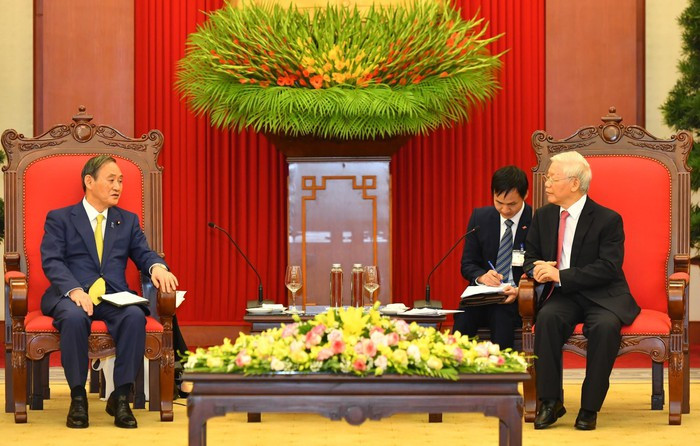 Tổng Bí thư - Chủ tịch nước Nguyễn Phú Trọng tiếp Thủ tướng Nhật Bản Suga Yoshihide Tổng Bí thư - Chủ tịch nước Nguyễn Phú Trọng tiếp Thủ tướng Nhật Bản Suga Yoshihide