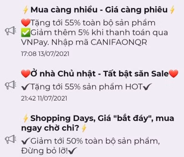 Cửa hàng thời trang liên tiếp gửi thông báo khuyến mại đến khách hàng