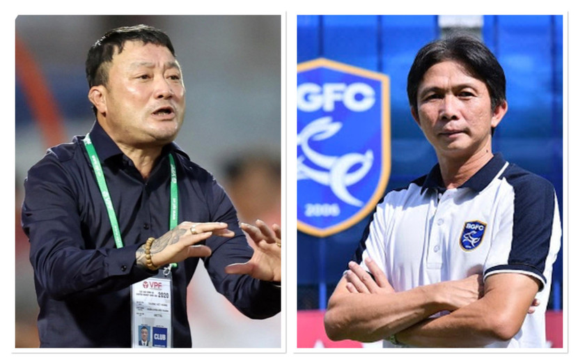 HLV Trương Việt Hoàng (trái) và Dusit tái đấu trên băng ghế huấn luyện ở AFC Champions League