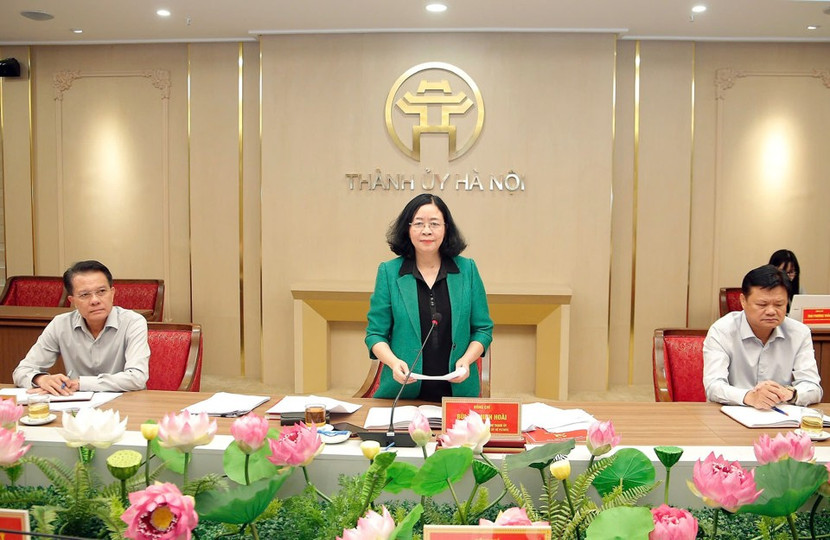 Bí thư Thành ủy Hà Nội Bùi Thị Minh Hoài - Trưởng ban Chỉ đạo kết luận cuộc họp