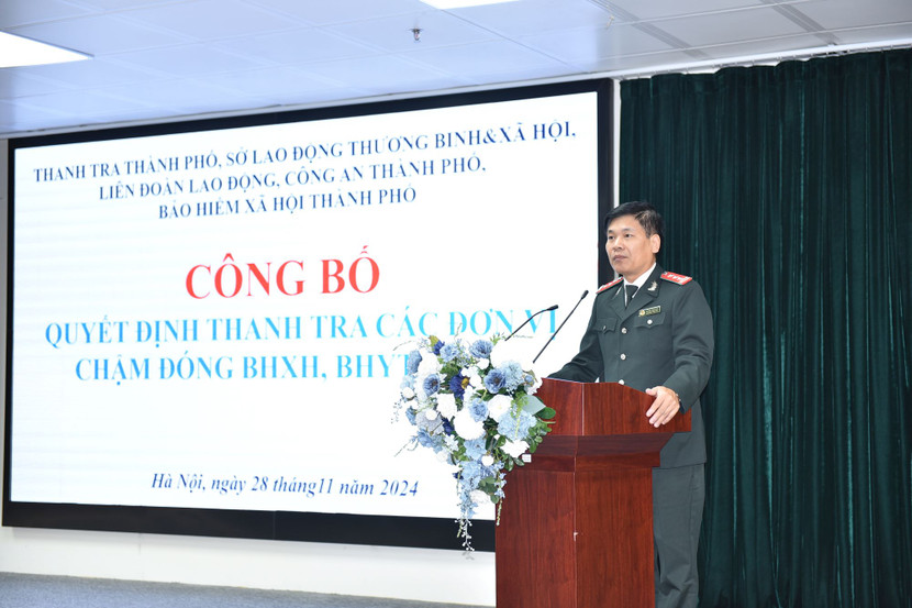 Phó Chánh thanh tra TP Hà Nội Nguyễn Trọng Hòa phát biểu tại hội nghị