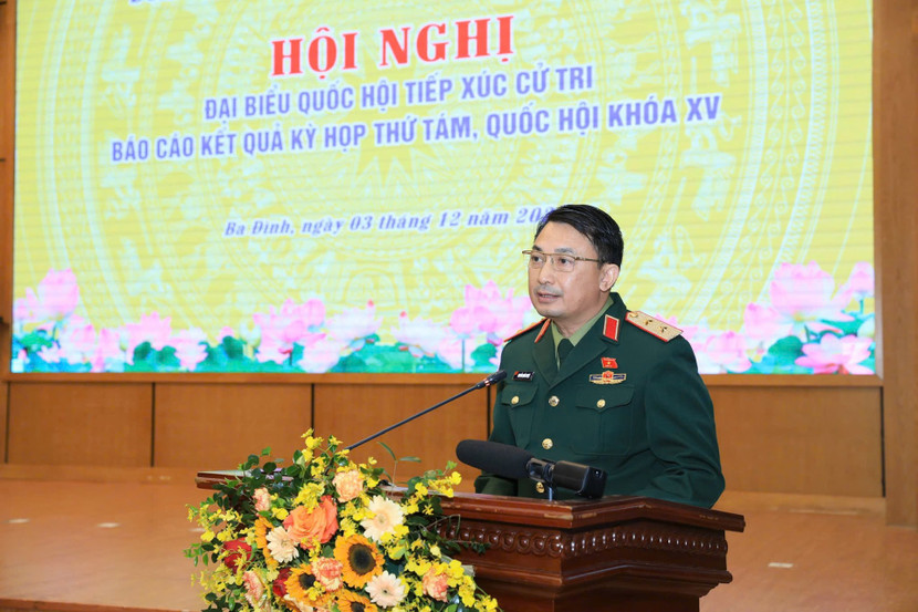 ĐBQH, Trung tướng Nguyễn Quốc Duyệt báo cáo tại buổi tiếp xúc cử tri ĐBQH, Trung tướng Nguyễn Quốc Duyệt báo cáo tại buổi tiếp xúc cử tri