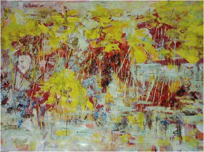Tác phẩm "Sắc thu", acrylic, 80x110cm, họa sĩ Nguyễn Văn Thành Tác phẩm "Sắc thu", acrylic, 80x110cm, họa sĩ Nguyễn Văn Thành