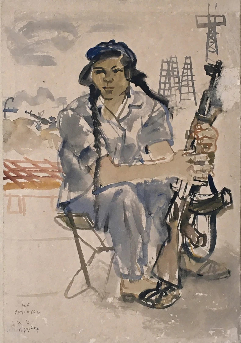 Một ký họa mầu nước tại Hải Phòng, 1966.