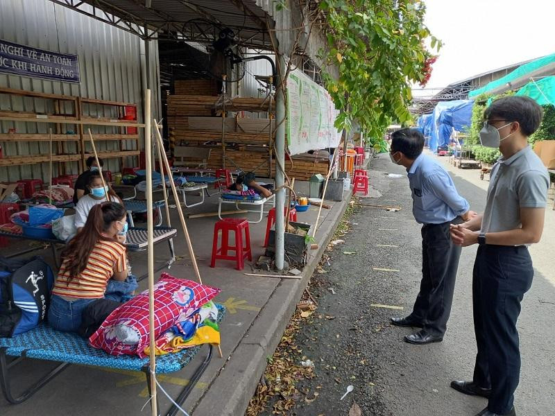 Tổ công tác khảo sát phòng dịch Covid-19 tại Khu chế xuất Linh Trung 2, TP. Thủ Đức