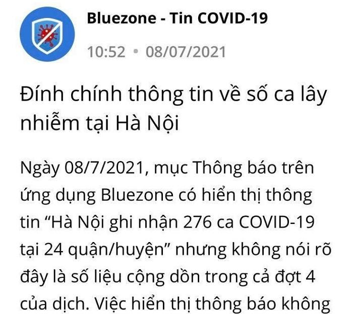 Bản tin đính chính của Bluezone
