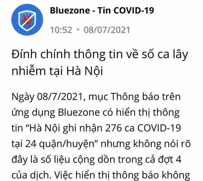 Bản tin đính chính của Bluezone Bản tin đính chính của Bluezone