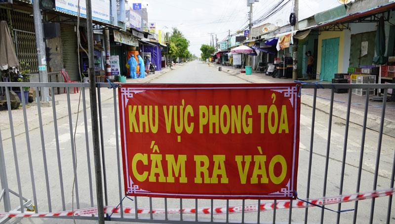 Một khu vực ở huyện Cần Đước, tỉnh Long An đang bị phong tỏa