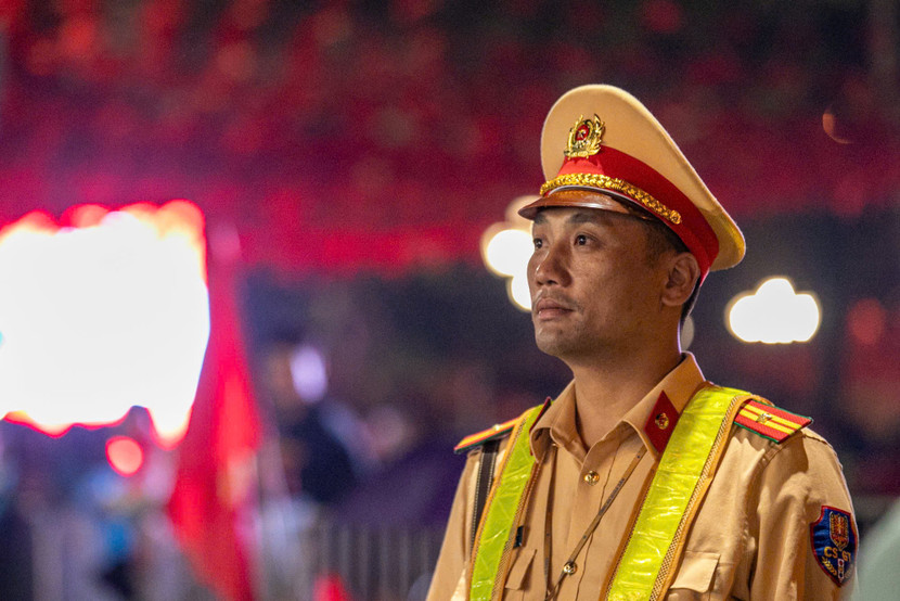 Thiếu tá Dương Văn Lương - Phòng CSGT Công an tỉnh Hưng Yên tự hào khi được tăng cường về Hà Nội tham gia bảo đảm an ninh an toàn sự kiện A80