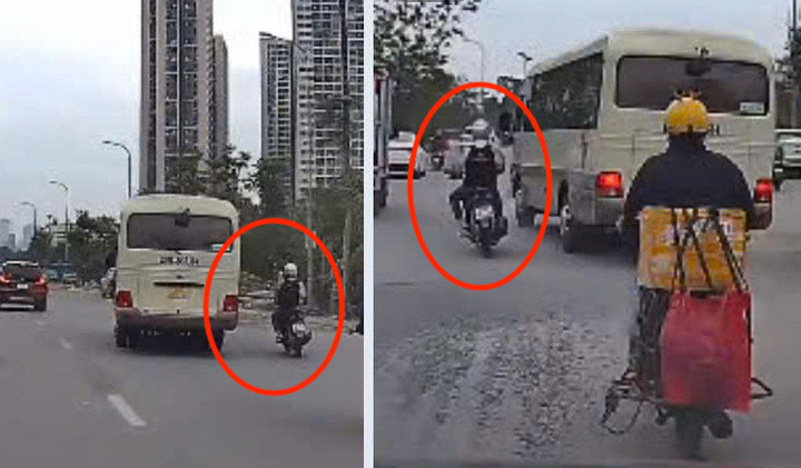 Xe khách 29 chỗ liên tục "đánh võng" trên đường gây nguy hiểm cho các phương tiện xung quanh