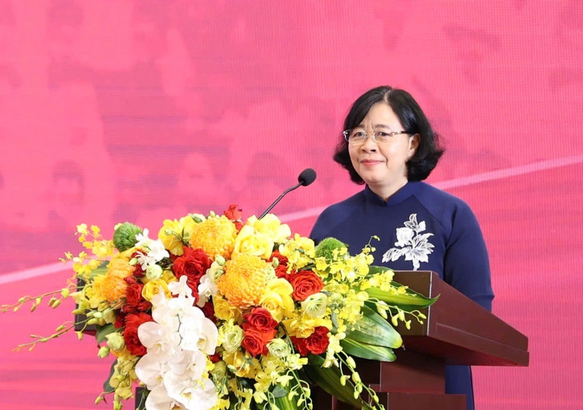 Bí thư Thành ủy Hà Nội Bùi Thị Minh Hoài phát biểu