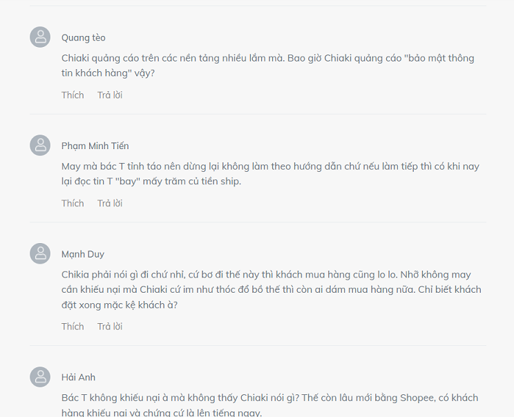 Bạn đọc bình luận về vụ việc nghi lộ thông tin khách hàng của Chiaki