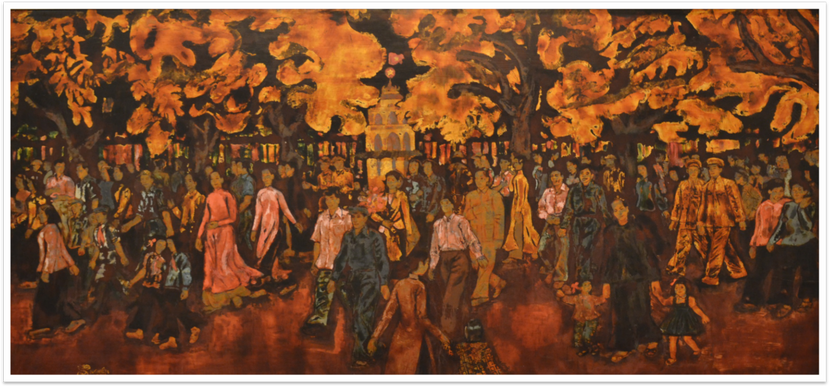 Sơn mài "Xuân Hồ Gươm" của họa sĩ Nguyễn Tư Nghiêm