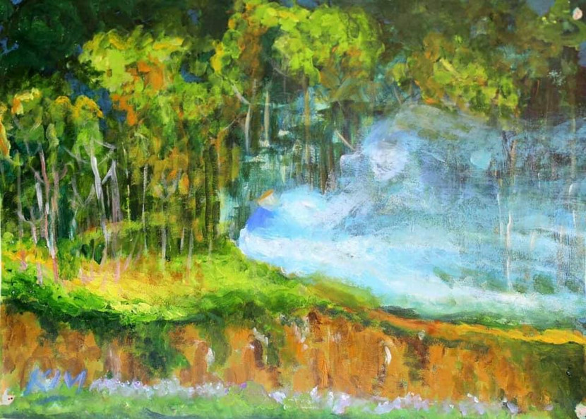 Bức acrylic trên bìa giấy "Nương chiều" của tác giả Kim Trâm Bức acrylic trên bìa giấy "Nương chiều" của tác giả Kim Trâm