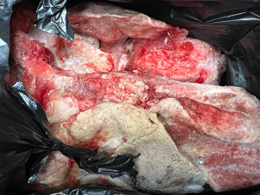 Bề mặt thậm chí đã bị nấm mốc, nếu không được ngăn chặn, số nầm này sẽ được tuồn vào các quán ăn, quán lẩu nướng vìa hè phục vụ thực khách tối Noel