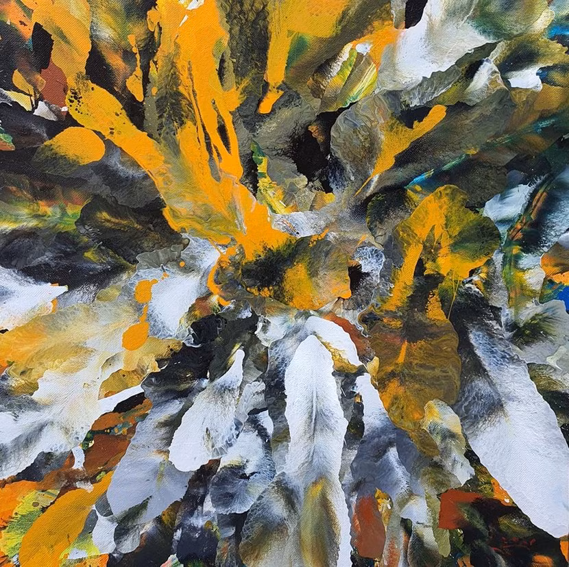 Tranh trừu tượng của họa sĩ Nguyễn Mạnh Hùng (Hùng Rô)