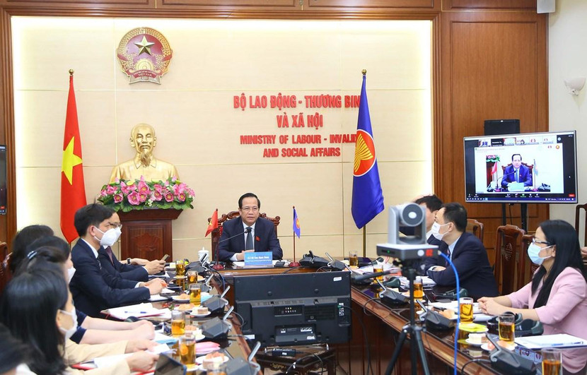 Bộ trưởng Bộ Lao động - Thương binh và Xã hội Đào Ngọc Dung tham dự cuộc họp Bộ trưởng Phụ nữ ASEAN lần thứ 4 tại điểm cầu Việt Nam