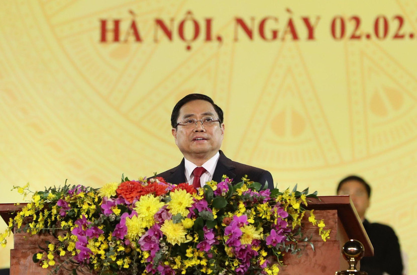 Trưởng ban Tổ chức Trung ương Phạm Minh Chính phát biểu tại chương trình