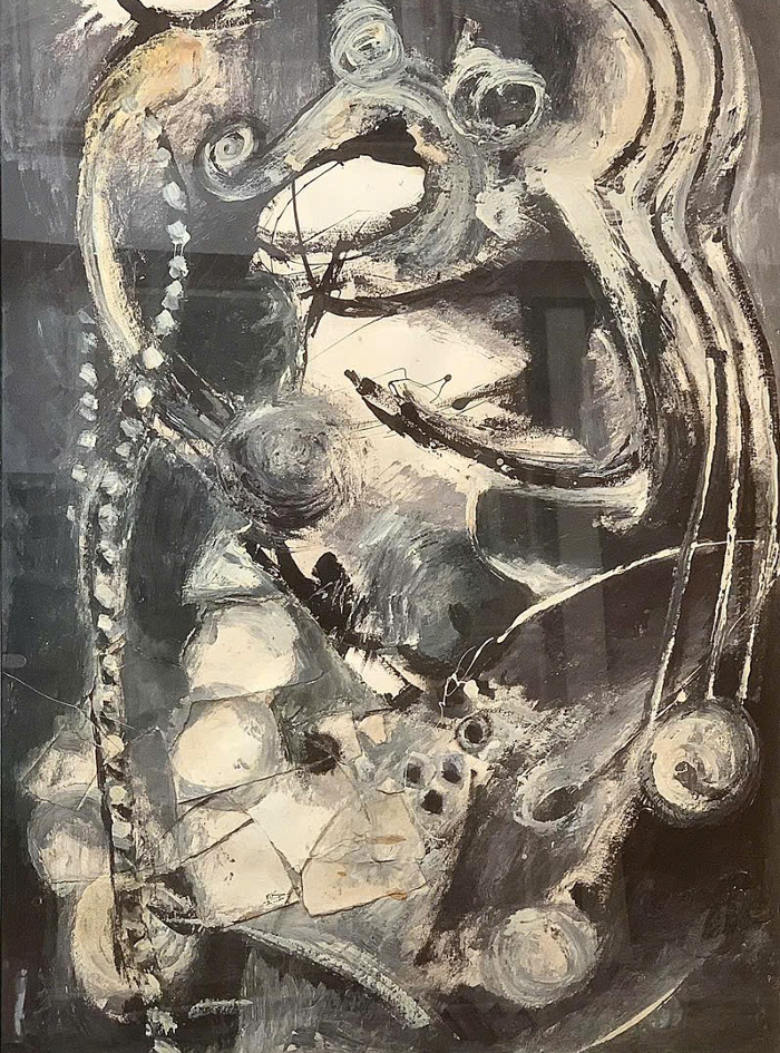 Bức tranh "Không đề" đen trắng của Mai Duy Minh là một tác phẩm trừu tượng đặc sắc, hiếm hoi, được lưu giữ trong bộ sưu tập gia đình và chưa từng được trưng bày rộng rãi. Giá bán: 125 triệu đồng.