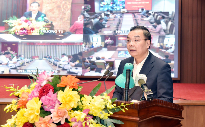 Chủ tịch UBND TP Hà Nội Chu Ngọc Anh phát biểu tại hội nghị