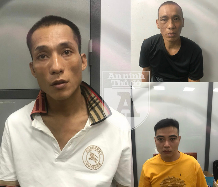 Nguyễn Mạnh Vinh, Đặng Văn Giang (áo đen) và Hoa Tuấn Anh (áo vàng)