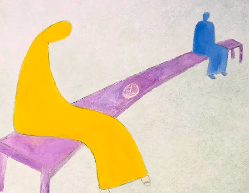 Tranh của họa sĩ Lê Thiết Cương bày tại triển lãm "Bến lạ"