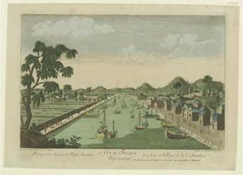 Quang cảnh hồ và một làng quê Nam bộ. Nxb. Lachaussée, Daumont et Basset. 1760 Thư viện Quốc gia Pháp