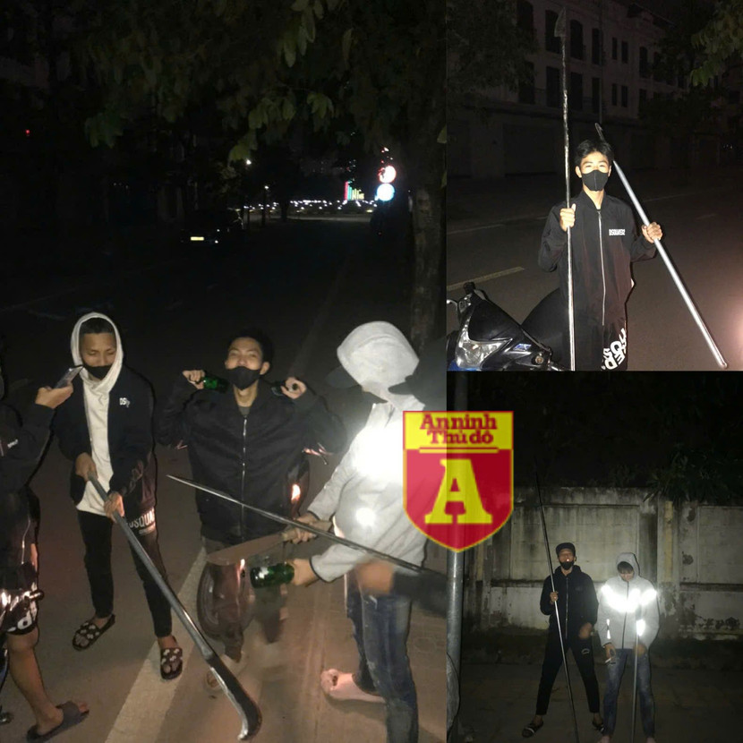 Các đối tượng sử dụng dao quắm, tuýp sắp hàn dao phóng lợn, dao mèo để đe dọa người đi đường và cướp tài sản