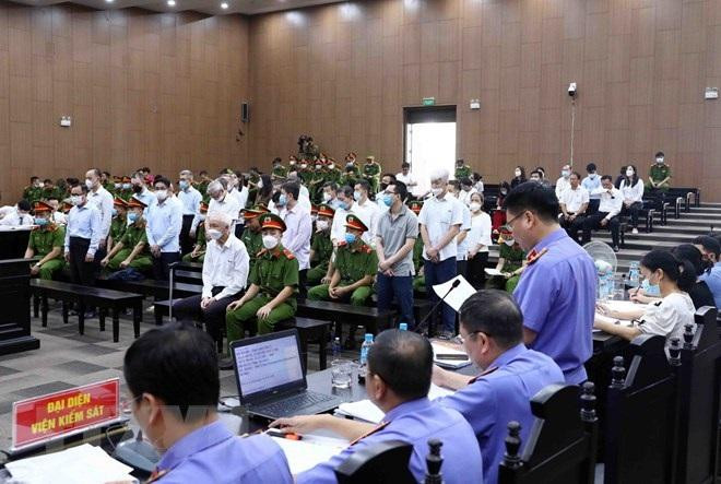 Các bị cáo trong vụ án tại phiên tòa. Các bị cáo trong vụ án tại phiên tòa.