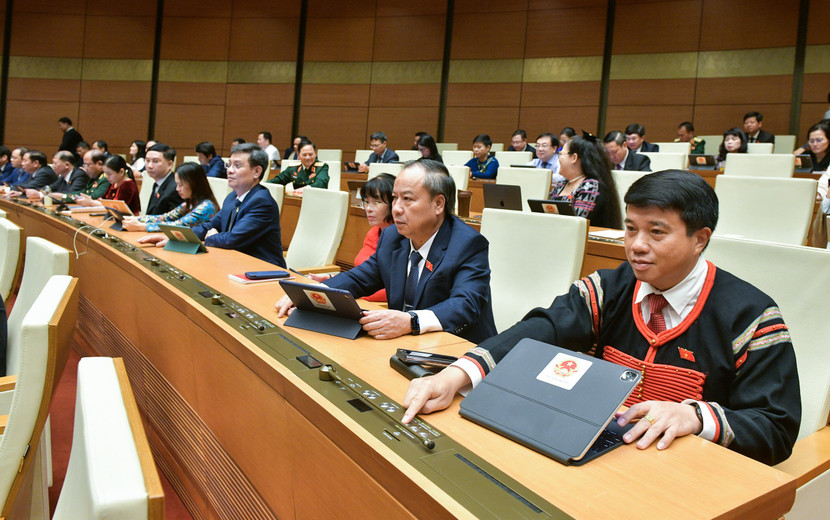 Các ĐBQH biểu quyết thông qua Nghị quyết, sáng 29-6