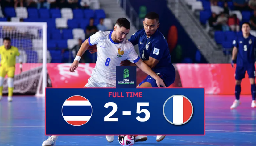 Thái Lan (áo xanh) thua Pháp, vỡ mộng vào tứ kết World Cup futsal