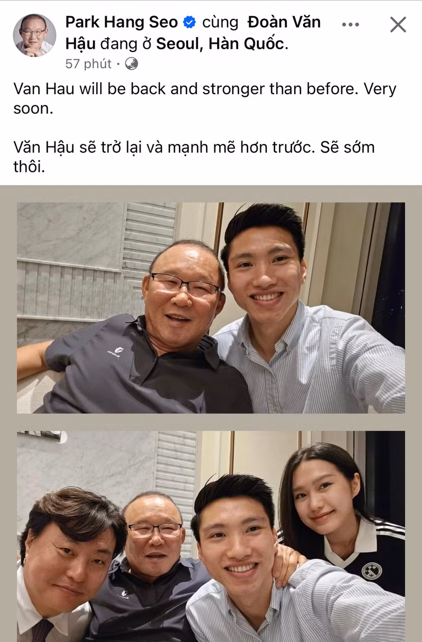 HLV Park Hang-seo động viên và tin Văn Hậu sẽ sớm trở lại mạnh mẽ