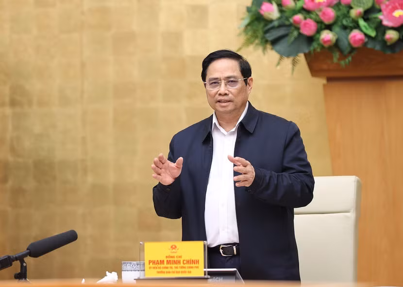 Thủ tướng Phạm Minh Chính phát biểu tại cuộc họp trực tuyến toàn quốc với 63 tỉnh, thành phố về công tác phòng, chống dịch Covid-19
