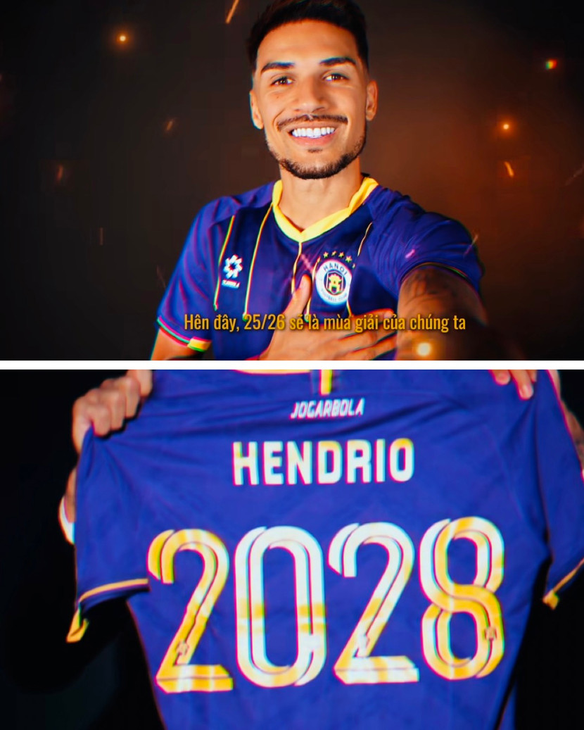 Hendrio gia nhập Hà Nội FC theo hợp đồng kéo dài tới 2028