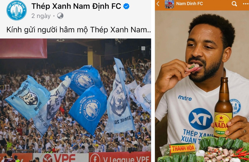 CLB Nam Định cùng các cổ động viên "làm nóng" trận đấu với CLB Thanh Hóa, vòng 22 V-League 2024/25 ngày 11-5 tới (Ảnh chụp màn hình)