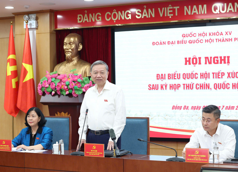 Tổng Bí thư Tô Lâm phát biểu, trao đổi ý kiến với cử tri