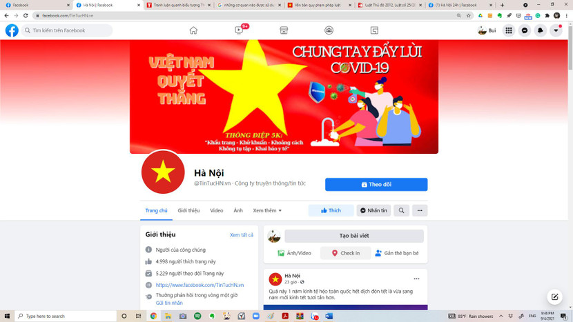 Một trong số các trang tin giả mạo chính quyền thành phố Hà Nội