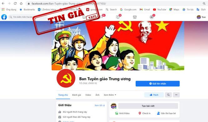 Fanpage giả mạo Ban Tuyên giáo Trung ương thu hút nhiều người tham gia Fanpage giả mạo Ban Tuyên giáo Trung ương thu hút nhiều người tham gia