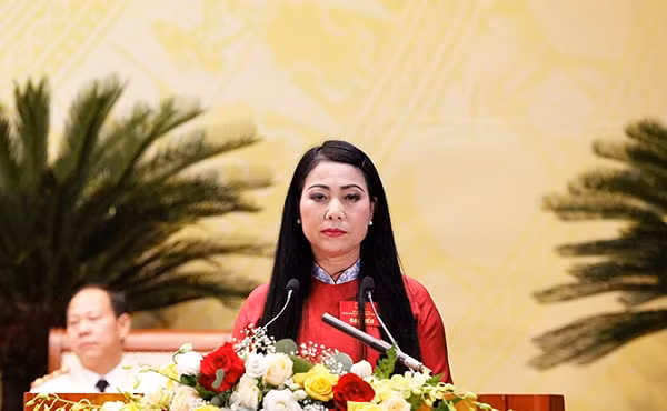 Bí thư Tỉnh ủy Vĩnh Phúc Hoàng Thị Thúy Lan phát biểu tại đại hội