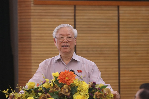 Tổng Bí thư, Chủ tịch nước Nguyễn Phú Trọng phát biểu tại buổi tiếp xúc