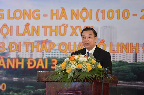 Chủ tịch UBND TP Hà Nội Chu Ngọc Anh phát biểu tại buổi lễ