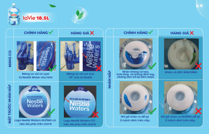 Hướng dẫn phân biệt sản phẩm LaVie 18.5L chính hãng Hướng dẫn phân biệt sản phẩm LaVie 18.5L chính hãng