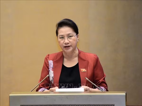 Chủ tịch Quốc hội Nguyễn Thị Kim Ngân phát biểu khai mạc hội nghị (Ảnh: TTX VN)