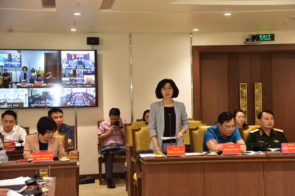 Phó Chủ tịch HĐND TP Phùng Thị Hồng Hà phát biểu tại hội nghị